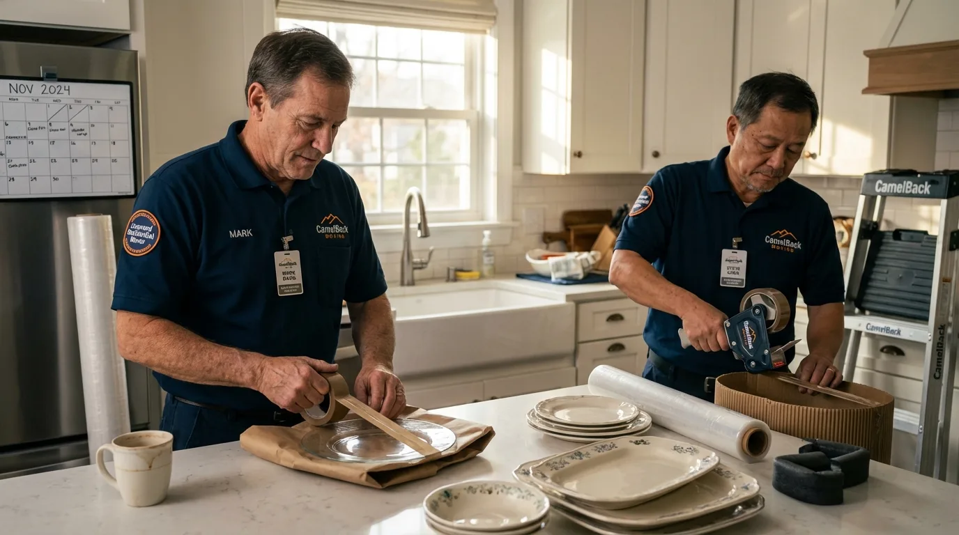 Professional crew packing kitchen dishware in Kennewick, WA